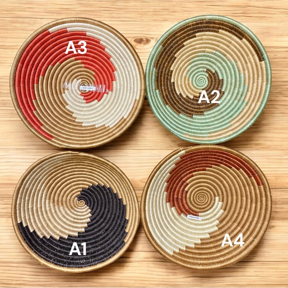 Boho Decor Basket | Handmade Kenyan Wall Bowl | Sisal & Raffia 12” Art NEW